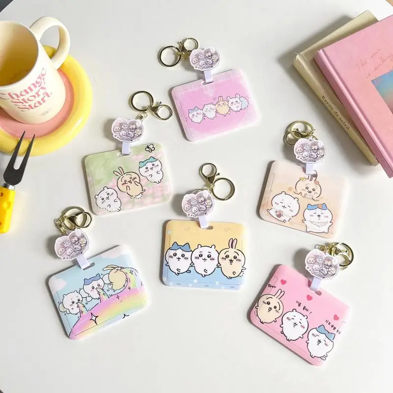 

Kawaii Chiikawa Мультяшные милые периферийные легко тянущиеся карты для студентов карта для метро Рабочая карта набор вешалка для рюкзака