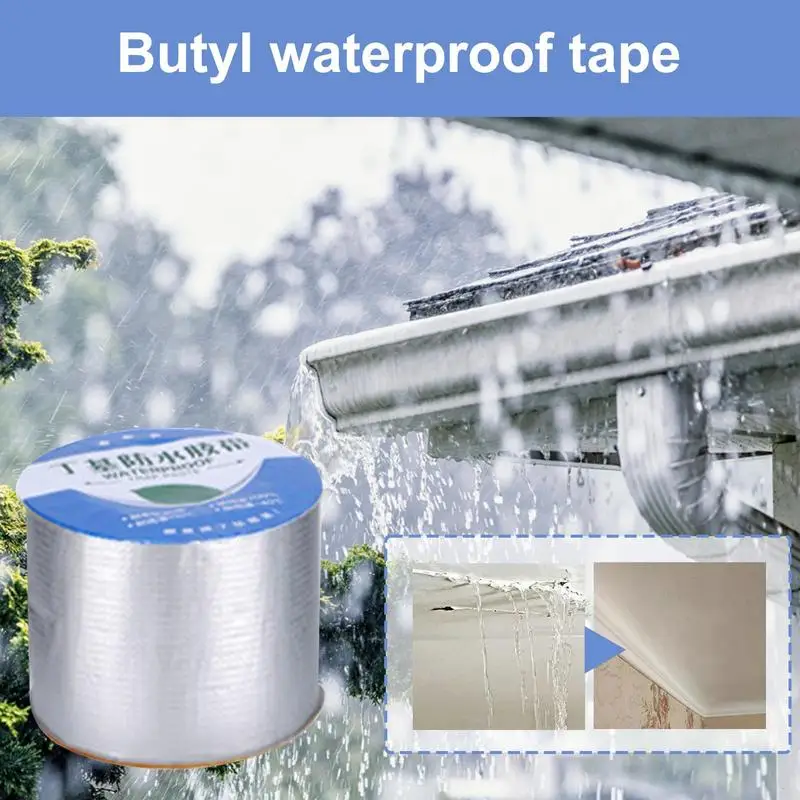 Waterproof Butyl Tape High Temperature Resistance Aluminum Foil Sealing Strap Wall Pool Roof Crack Duct Repair Sealed Self Tape