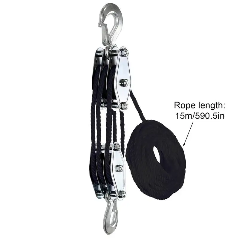 Block And Tackle Pulley Hoist Block And Tackle 2200 Lbs Breaking Strength 50ft Ratchet Puller Hoists For Hunting Garage 6