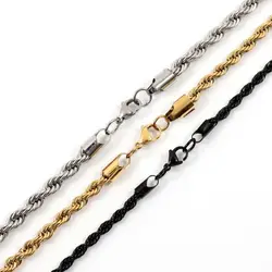 Stylish Stainless Steel Twisted Rope Chain Necklace - Unisex Fashion Jewelry Gift (3MM)