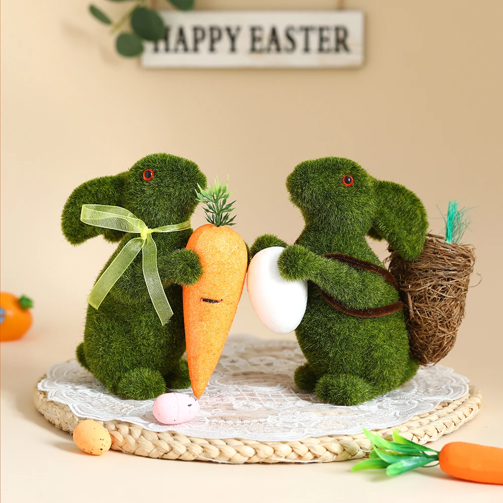 

Easter Egg Hunt Furry Flocked Bunny Rabbit Easter Décor for an Easter Celebration Party Supplies Fairy Garden Animal Model