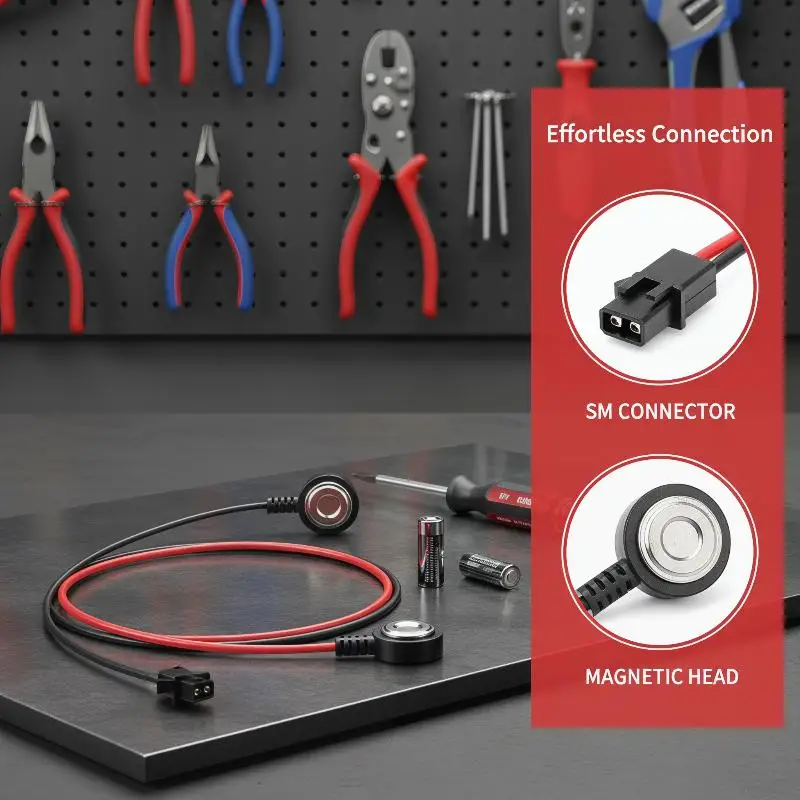 Magnetic 18650 Battery Charger Cable Set with Secure Fit Extension