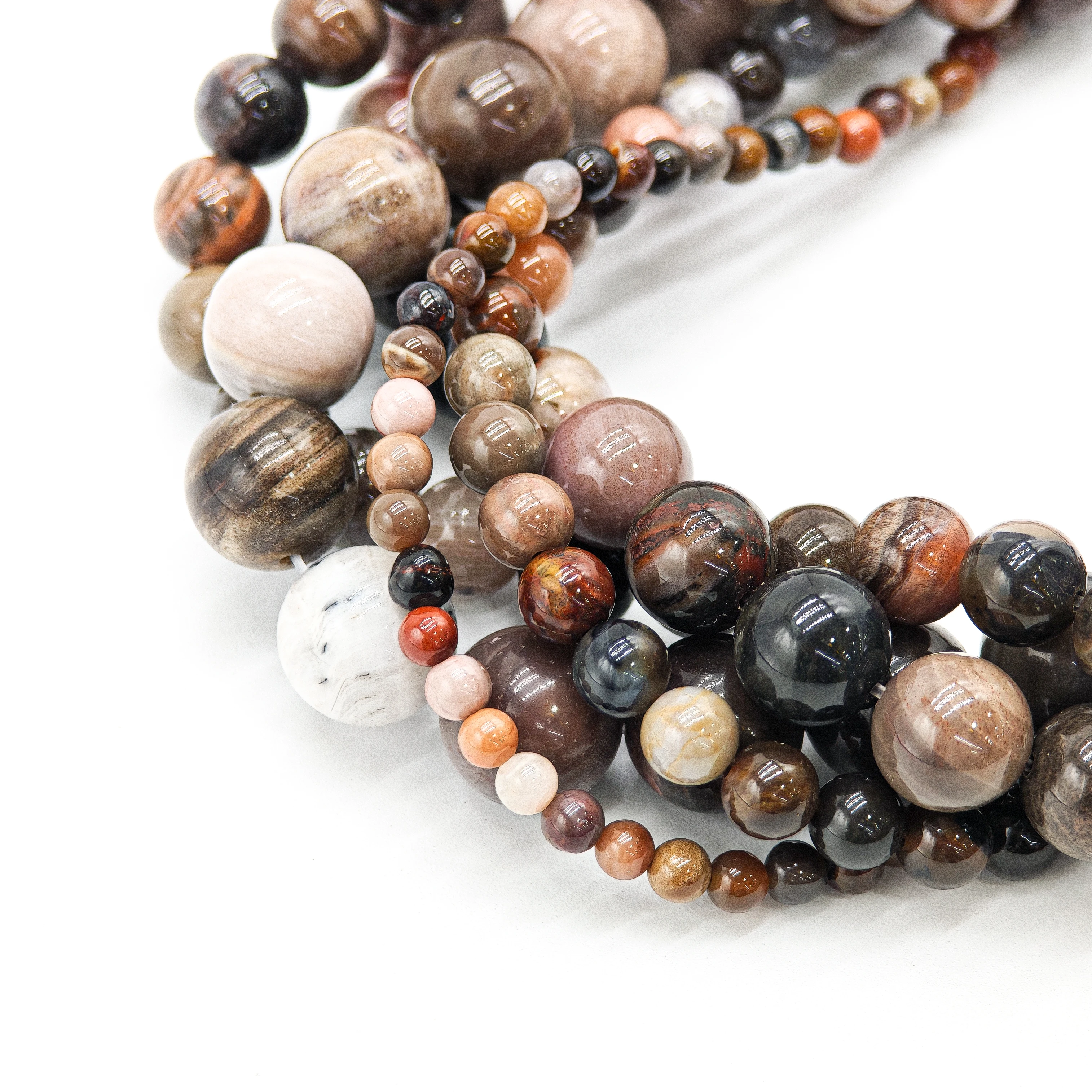 천연 석화 나무 비즈 4-10mm | 보석 제작용 화석석 라운드 비즈, 15인치 벌크 스트랜드(저렴한 가격)-Freehip.co.kr