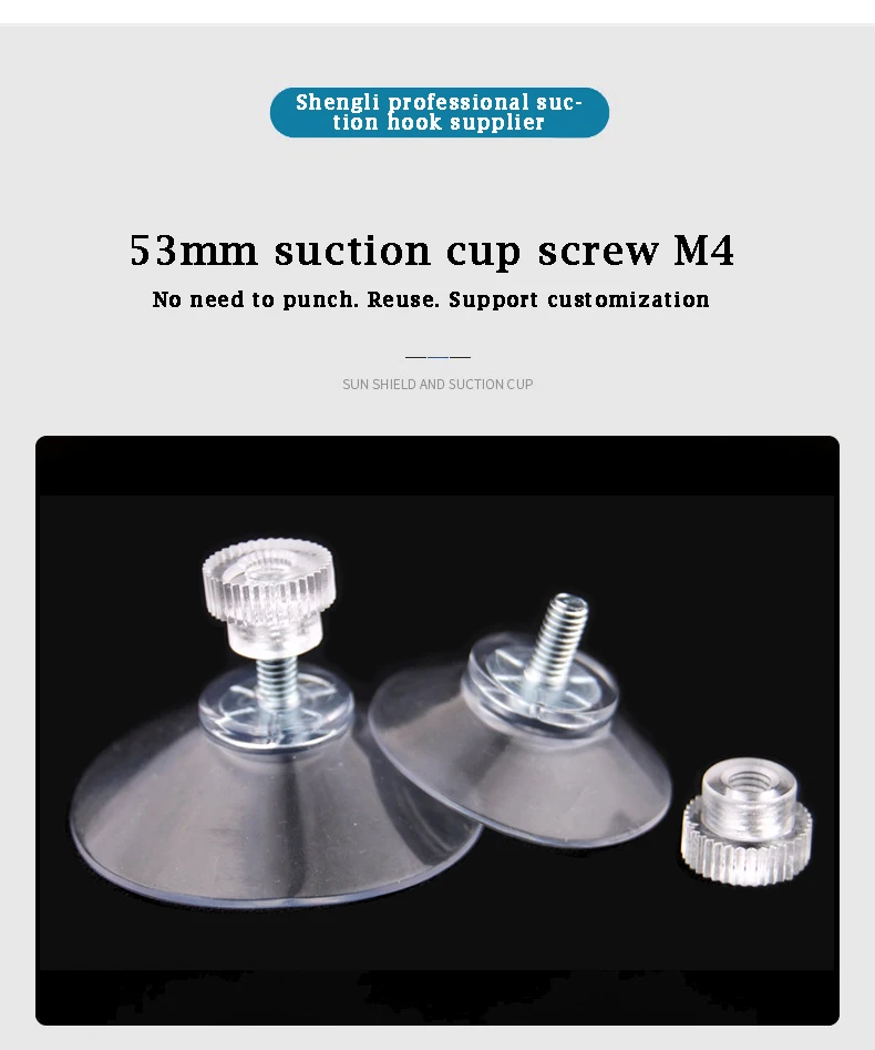 Description Picture 4 of itemSuction Cup Hooks with Screw Nut 40 mm Clear Sucker Pads Strong Adhesive Suction Holder for Car Glass Bathroom Wall Door