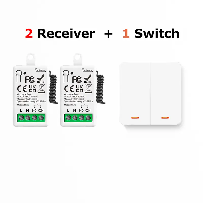 433MHz Smart Light Switch AC 110V 220V Receiver and 1/2/3Gang 86 Wireless Push Button Switch Transmit 50m for Home Improvement - Image 8