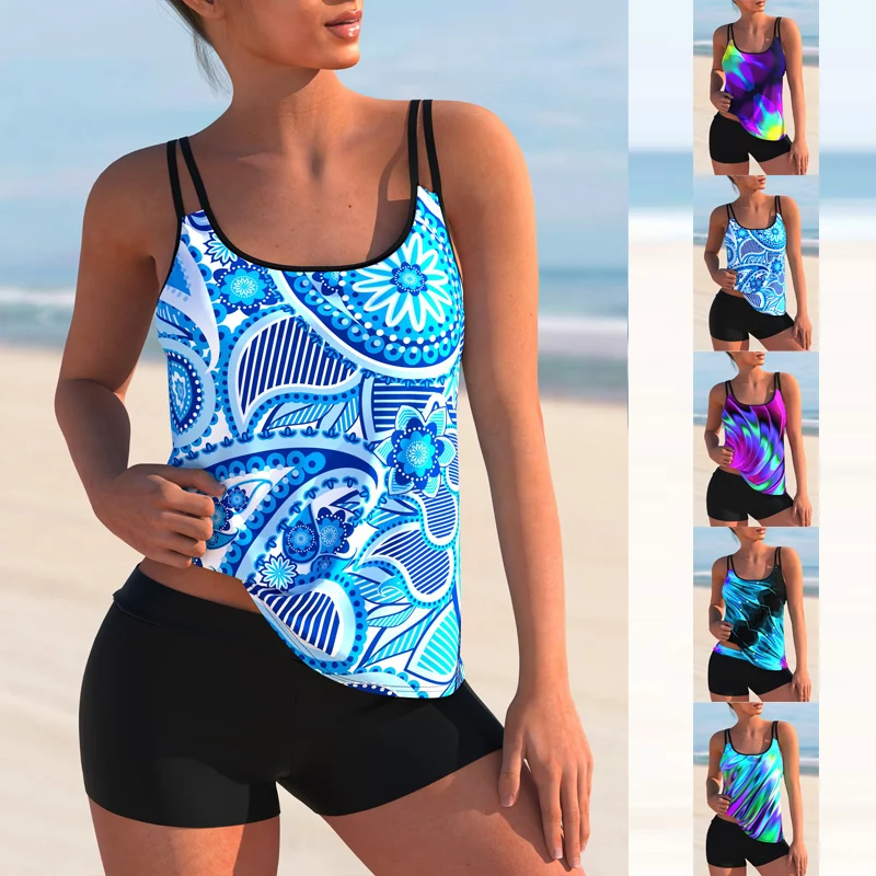 

2023 Women's Sexy Beach Swimwear Tankini Two Piece Swimwear Print Tankini Beach Summer Fashion Beach Women's Swimwear Set