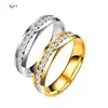 Bague de Couple en acier inoxydable et cristal pour hommes et femmes, bague de fiançailles et de mariage en acier titane, bijoux cadeau d'anniversaire