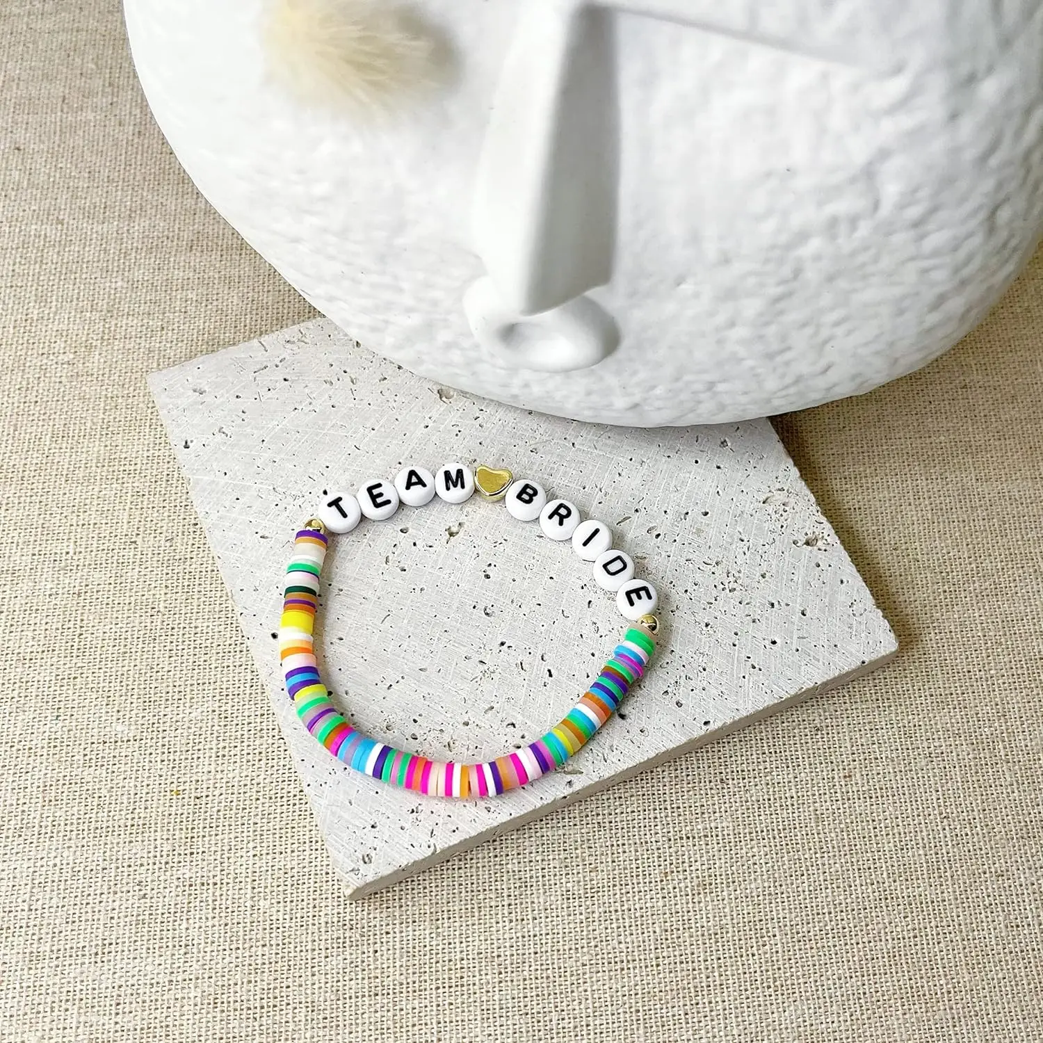 12pcs Bachelorette Party Favors Team Bride Colorful Handmade Polymer Clay Letter Beaded Stretch Bracelet Bridal Shower Gift Sup