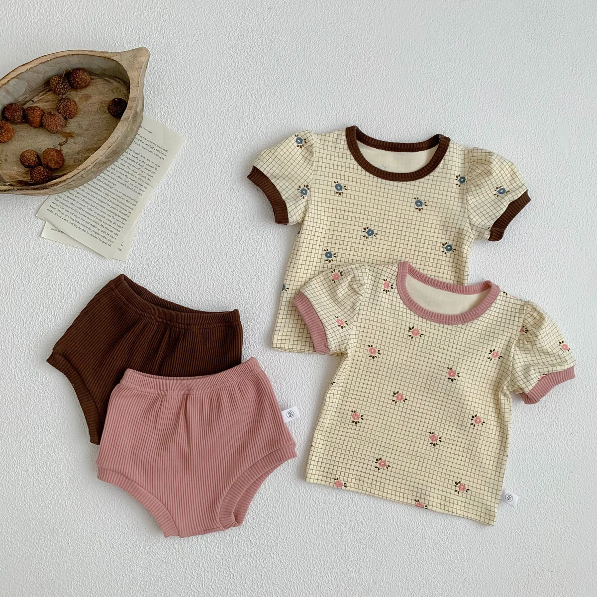 

Casual Baby Girls Summer Clothes Sets 2pcs Floral Short Sleeve Tops+ Short Pants Suit Kids Children's Outfit
