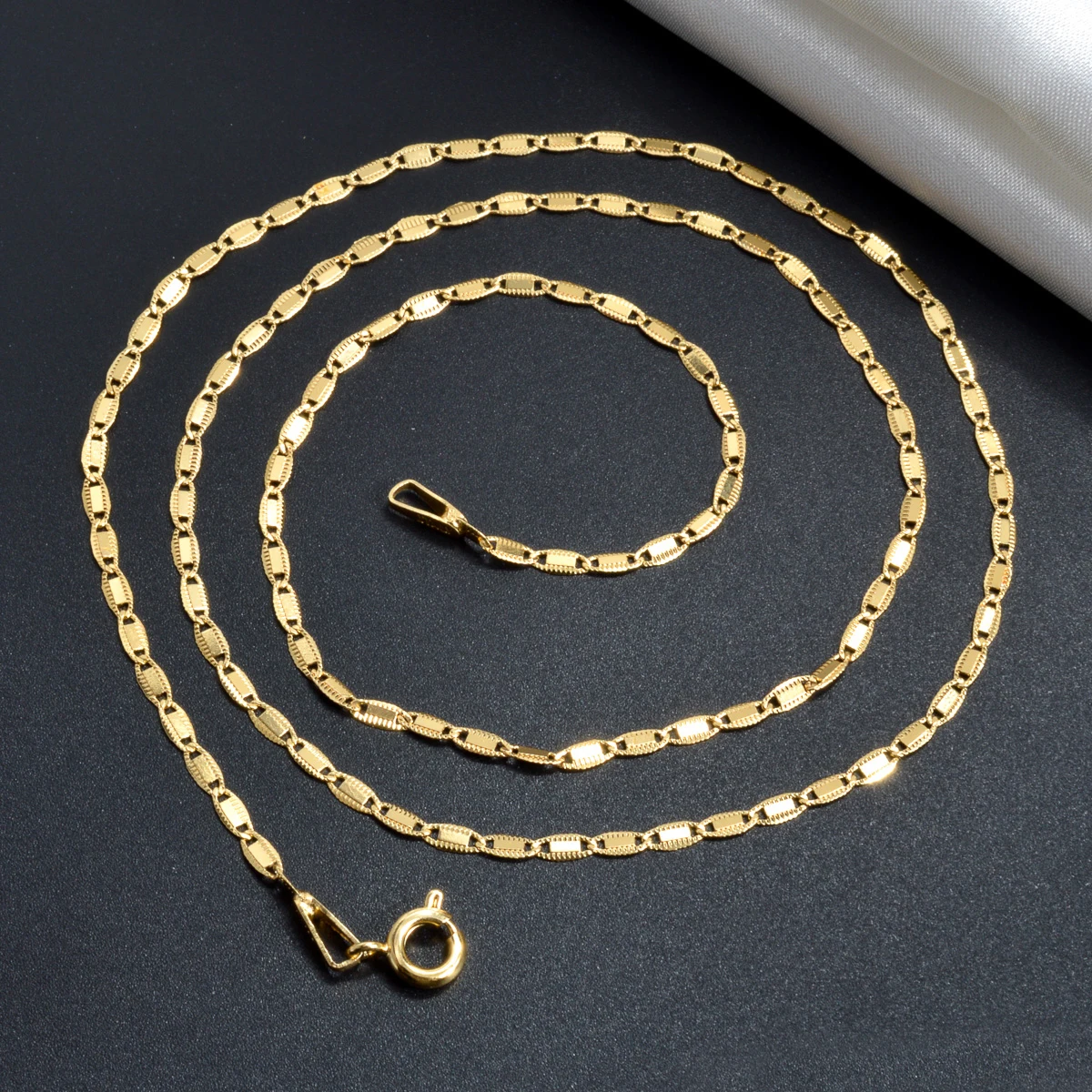 18K Gold Plated Link Chain Necklace for Women Man Simple Thin