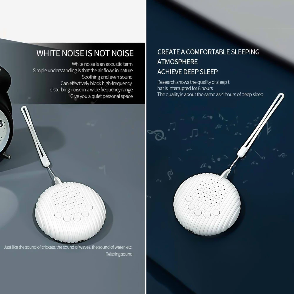 Sleep Machine Portable Baby Rechargeable White Noise Sound Machine 10 Soothing Sounds 15/30/60min Timer Volume Adjustable