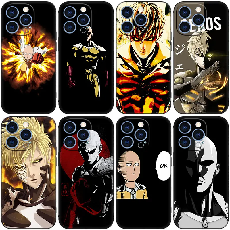 Чехол для телефона с аниме One Punch Man Genos для Apple iPhone 14 13 12 Mini 11 Pro XR X XS MAX 6S 7 8 Plus 5S SE 2020 2022 черный чехол