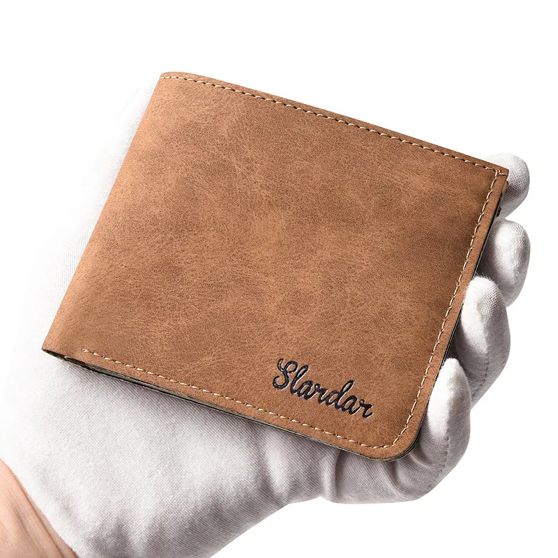 Men's ultra-thin short leather wallet card bag wallet integrated soft leather wallet light and simple multi card slot card bag