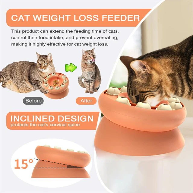 Multifunctiona Slow Feeder Cat Bowl Cats Puzzles Feeder Rotating Improve IQ Game juguetes para for Aid Pets Digestion And Mental 4