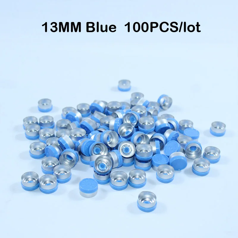 Blue Vial Cap Medical Cover Plastic-Aluminum cap Medicine bottle cap OD13mm 100pcs/lot Flip cap off anti theft blue cap square plastic reagent bottle svample vial laboratory sample bottle