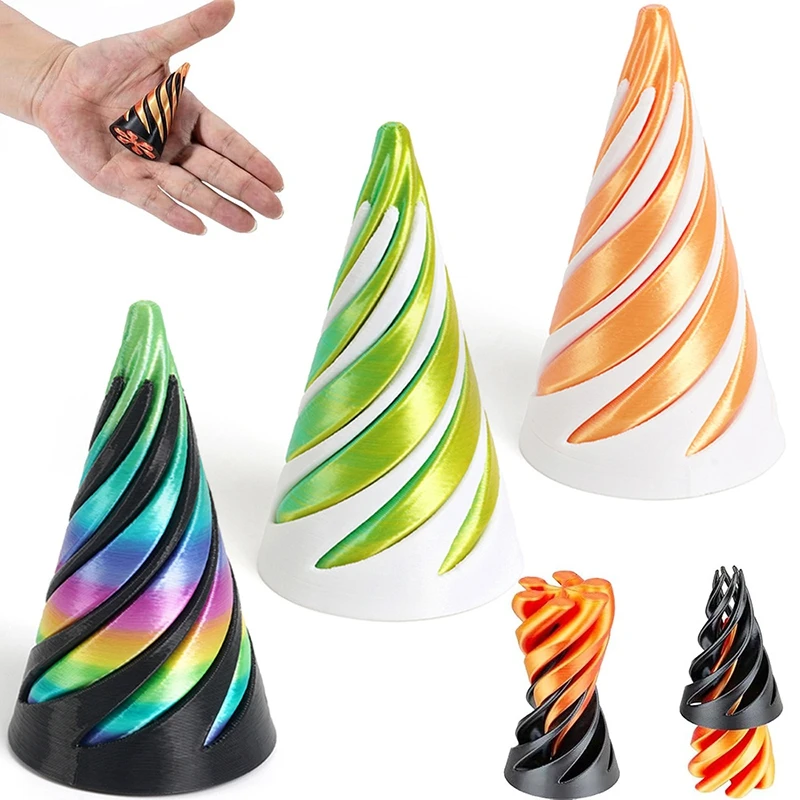 Spiral Cone Fidget Toy, Impossible Cone 3D Printed Toys