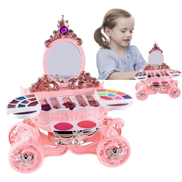 Meninas jogar maquiagem princesa brinquedos kit de maquiagem para crianças  brinquedos com caixa portátil para meninas idade 4-6 rosa/azul - AliExpress