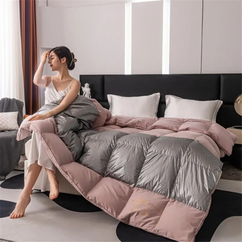European Winter Goose Down Comforter Self Heating Graphene Duvet Patchwork  Edredon Home Linen Black Technology Warm Grey Thicken - AliExpress