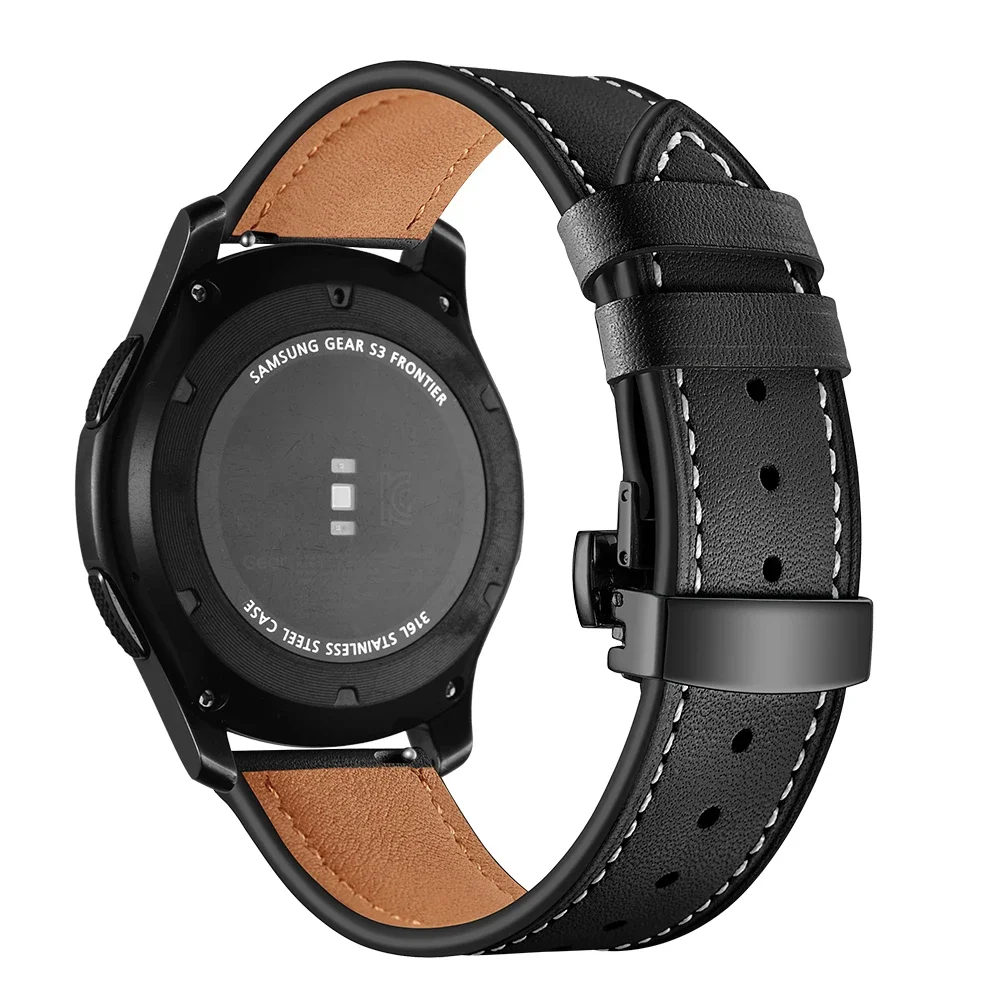 22mm/20mm Leather Strap for Samsung Galaxy Watch 3/4/5/6 Huawei Watch 4/GT4 Comfortable Replacement Bracelet for Amazfit GTR/GTS