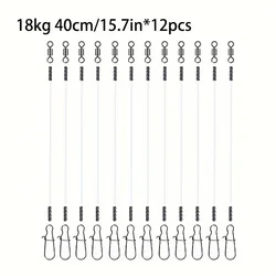 Enhanced Fluorocarbon Fishing Leaders with High - Speed Rotating Swivels - 12 Pack for Saltwater & Freshwater Fishing (18kg40cm 12pcs)