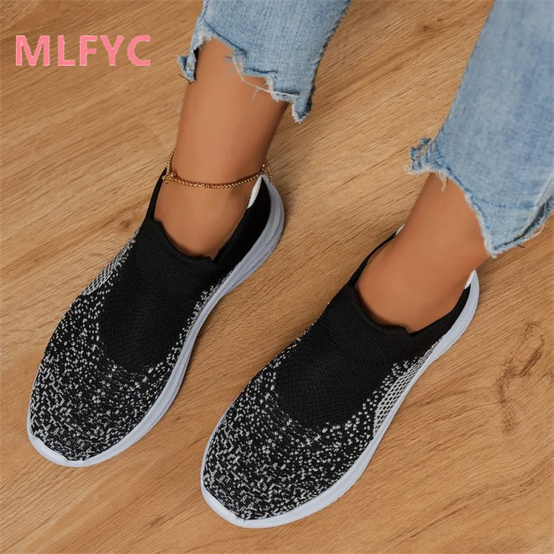 Sneakers Soft Soles Breathable Elastic Socks Women's Shoes Knitted Comfort Lightweight Casual Shoes Women's Shoes