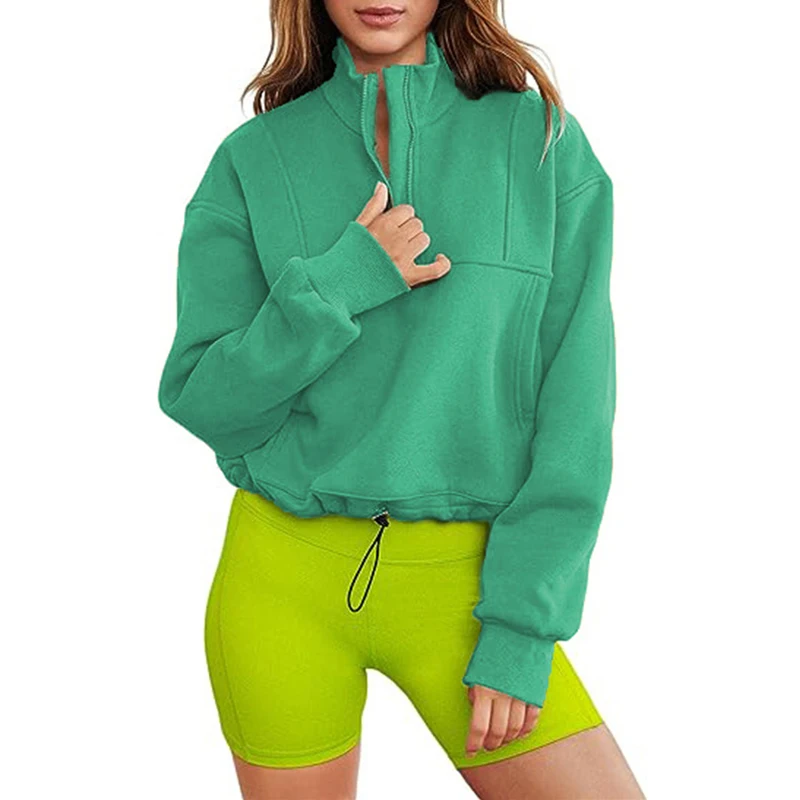 2023 New Autumn and Winter Women Fleece Streetwear Y2K Sports Sweatshirts Trendy Casual Stand Collar Loose Long Sleeve Pullovers