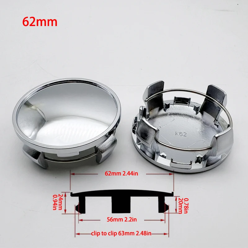 Set of 4 Sleek Black & Silver Wheel Center Caps Rim Tire Covers - Multiple Sizes Available