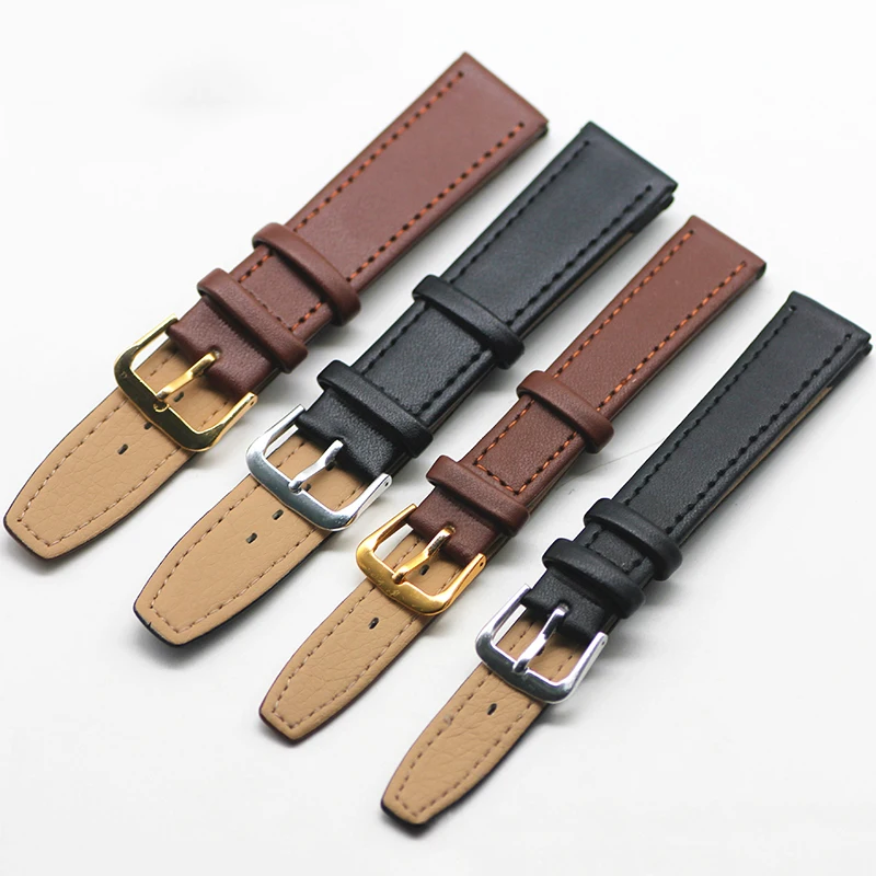 Leather Watch Strap 10Mm/12Mm/14Mm/16Mm/18Mm/20Mm/22Mm Men Women Black Brown Wrist Band Bracelet Adjustable Watchband Accessory