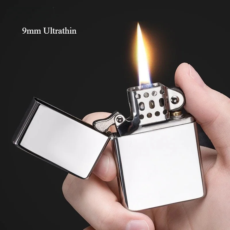 Zoro Ultrathin Kerosene Lighter Creative Retro Pure Copper Shell Windproof Brass Oil Engine Cigarette Lighter Men Gifts kerosene lighter cigarette lighter