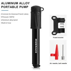 Compact High-Pressure Mini Bike Pump with Dual Valve Compatibility (Black)
