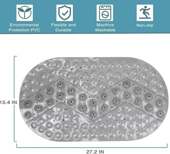 Anti-skid Bath Mats Rectangle Soft Shower Bathroom Massage Mat Suction Cup Non-slip Bathtub Carpet Bathroom Mat Foot Pad 1