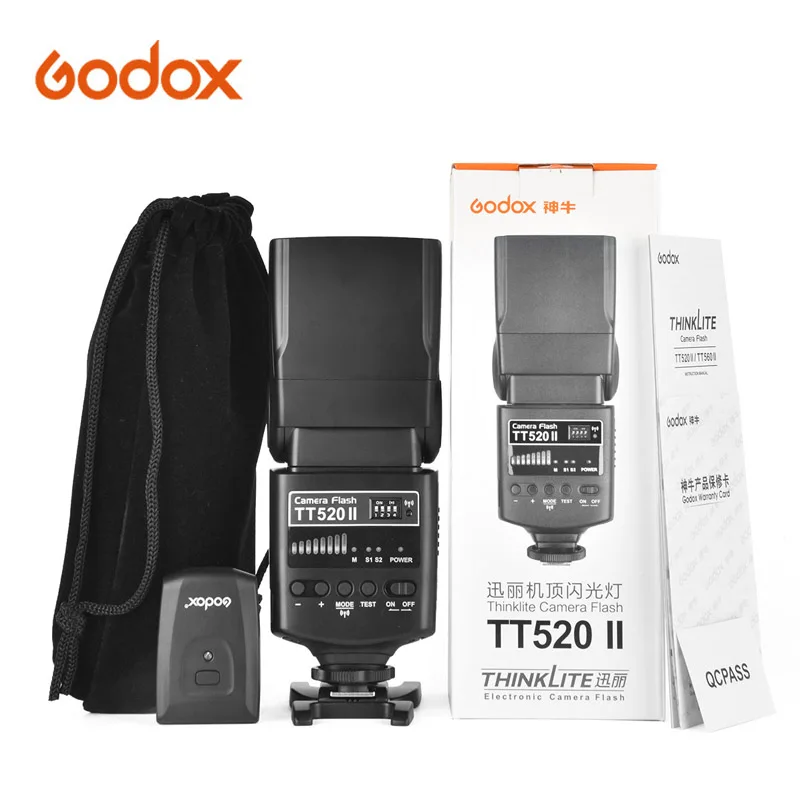 Godox TT520 II Camera Flash with Build-in 433MHz Wireless Signal Flash Trigger for Sony Canon Nikon Olympus Pentax DSLR Cameras on camera flash camera flash