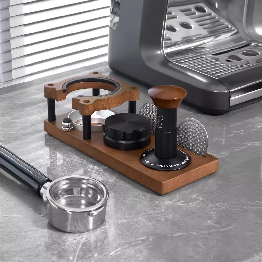 Walnut Coffee Tamper Mat Stand Portafilter Holder Base Multifunctional Espresso Tamping Rack Barista Accessory 51MM-58MM