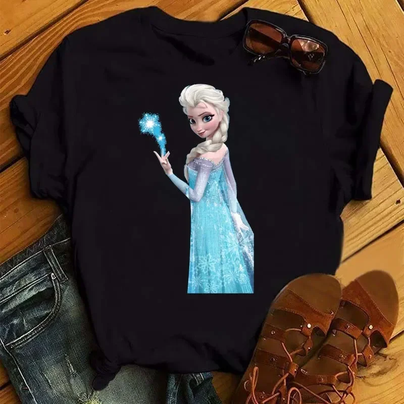 Fashion Design Frozen Elsa Princess Funny Cartoon Anna Princess Pattern T-shirts Harajuku Summer Streetwear Casual Short Sleeved 3