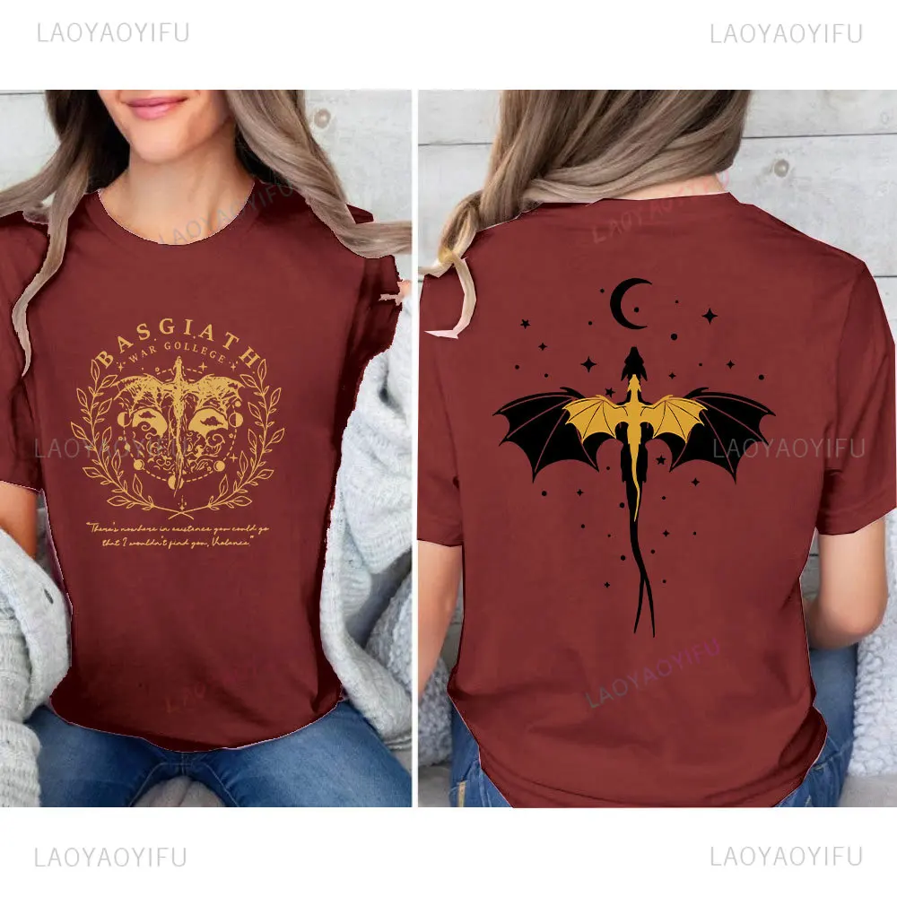 Men's T Shirts Fourth Wing Double-Sided TShirt Basgiath War College Shirt Women Tees Short Sleeve Graphic Vintage Bookish Tee 3