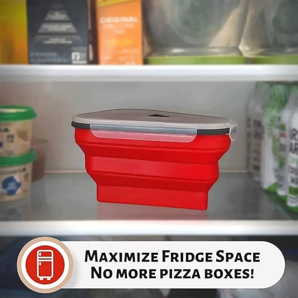 Silicone Foldable Pizza Box Reusable Multifunction Food Grade Triangle Pizza Keeper Container for Kitchen Preservation Box