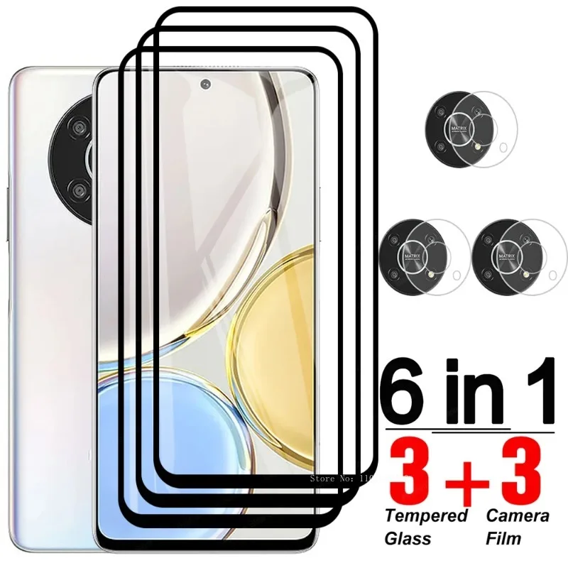 Verre trempé à couverture complète 6 en 1 pour Honor Magic 4 Lite, Films de protection d'écran pour appareil photo Honor Magic5 Lite 5G