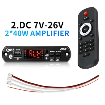 "Bluetooth 5.0 Car Audio Amp – 80W MP3 Decoder with Mic, Handsfree & Recording" 1