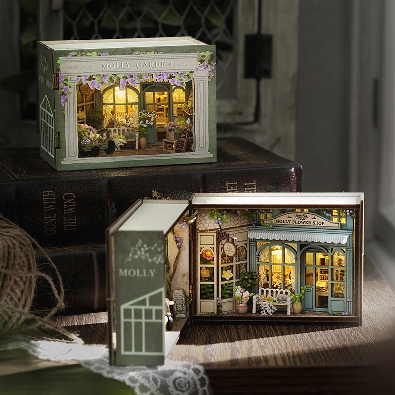 DIY Wooden Miniature Model Kit Mini Box World Molly Garden Casa Doll Houses 3D Puzzle Dollhouse With Furniture for Friends Gifts 3