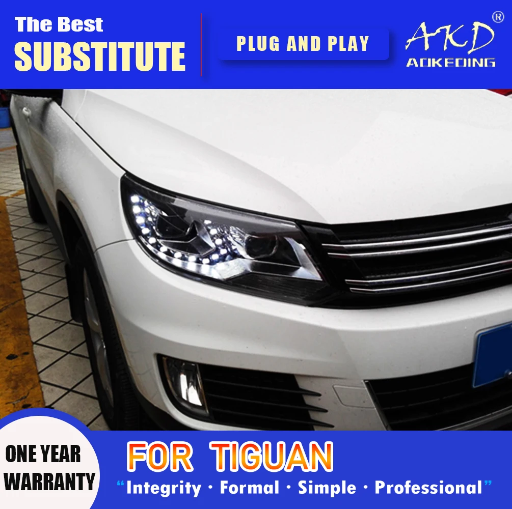 Налобный фонарь AKD для светодиодных фар Tiguan 2013-2016 фары DRL сигнал поворота фара