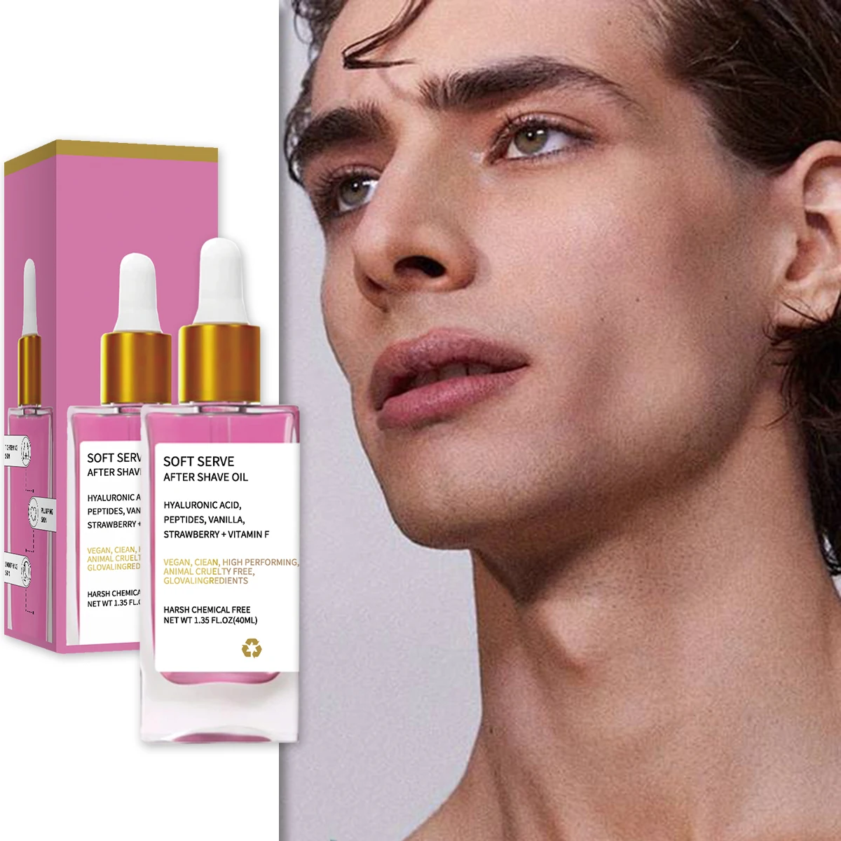 Men's Aftershave Essence Water 40ml Gentle moisturizing after shaving skin alcohol-free containing hyaluronic acid hair removal skin care beard oil