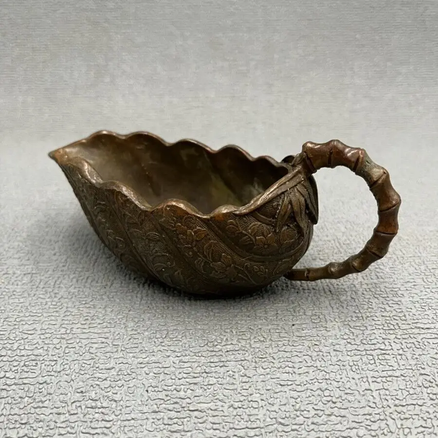 

Old Chinese Copper Handcarved Flowers Wine Glass Teapot