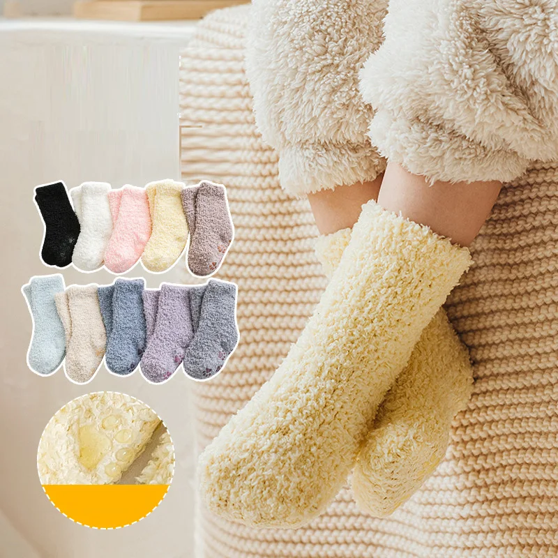 

Winter Thick Newborn Socks Coral Fleece Warm Kids Leg Warmers Girls Boys Toddler Soft Baby Autumn Anti-slip Children socks