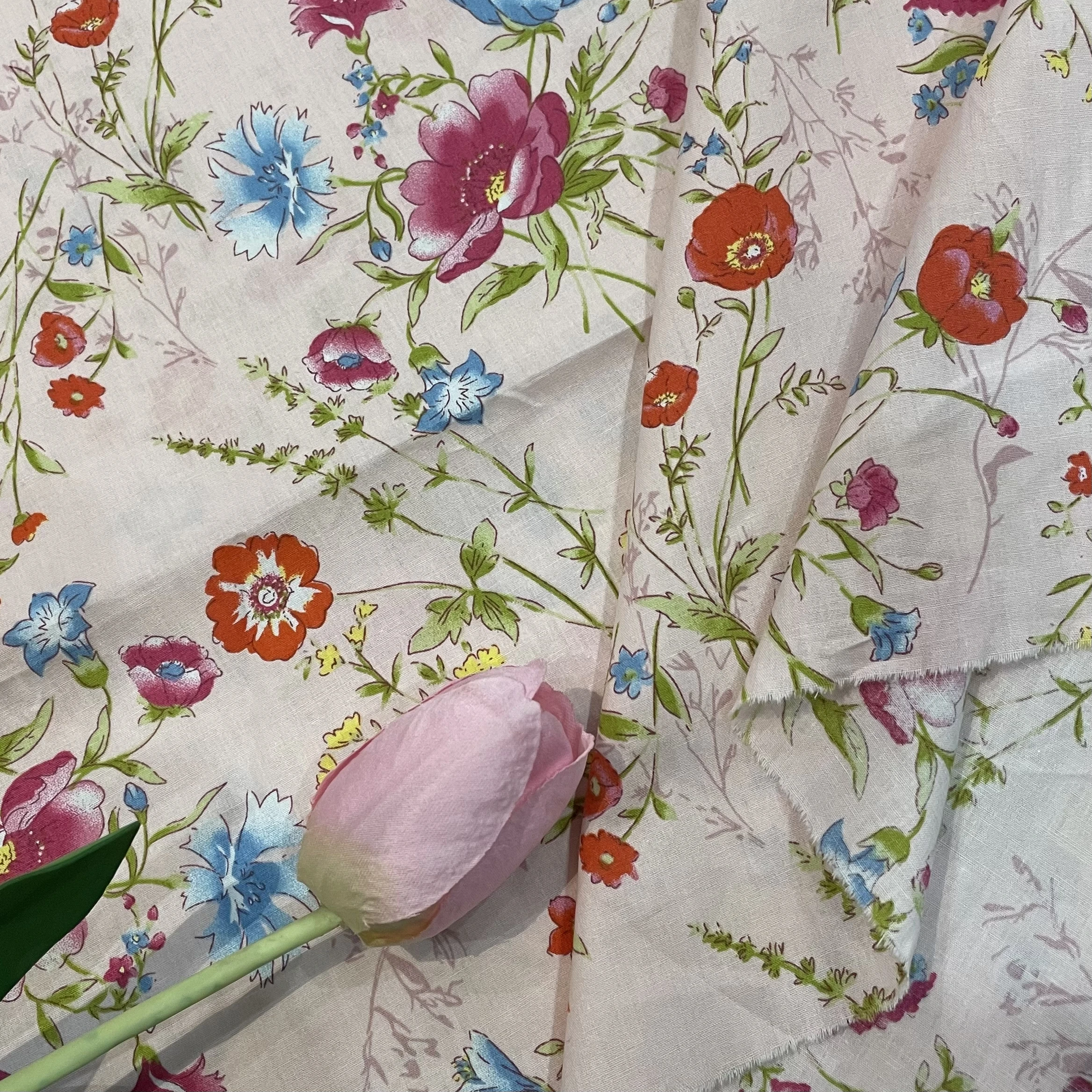 145x50cm 레드 블루 40S 티순 리버티 코튼 패브릭 어린이용 용 재봉 천 드레스 스커트 DIY 핸드메이드 디자이너 패치워크 미터