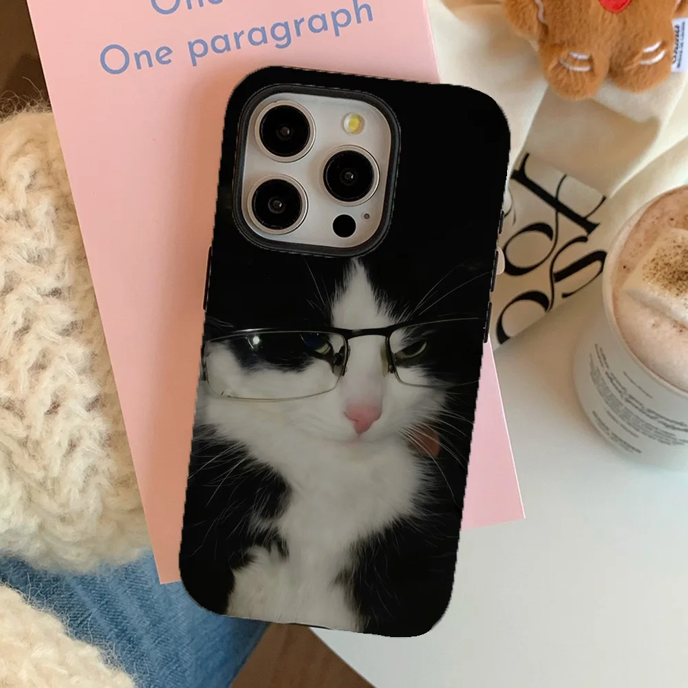 Stylish Korean Black Cat Cartoon Magnetic Phone Case