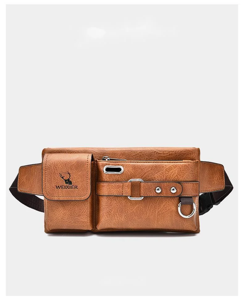 2023 New Hot Selling Men's Shoulder Bag Crossbody Bag Tactical Chest Bag Mobile Waist and Crotch Bag Multi Functional Chest Bag Retro PU Waist Bag_voghion.com