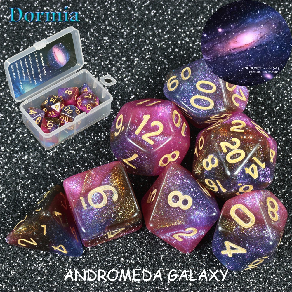 

Super Universe Galaxy d&dgame Dice Set D4-D20 RPG Best Gifts 8 Colors for Choose game dice