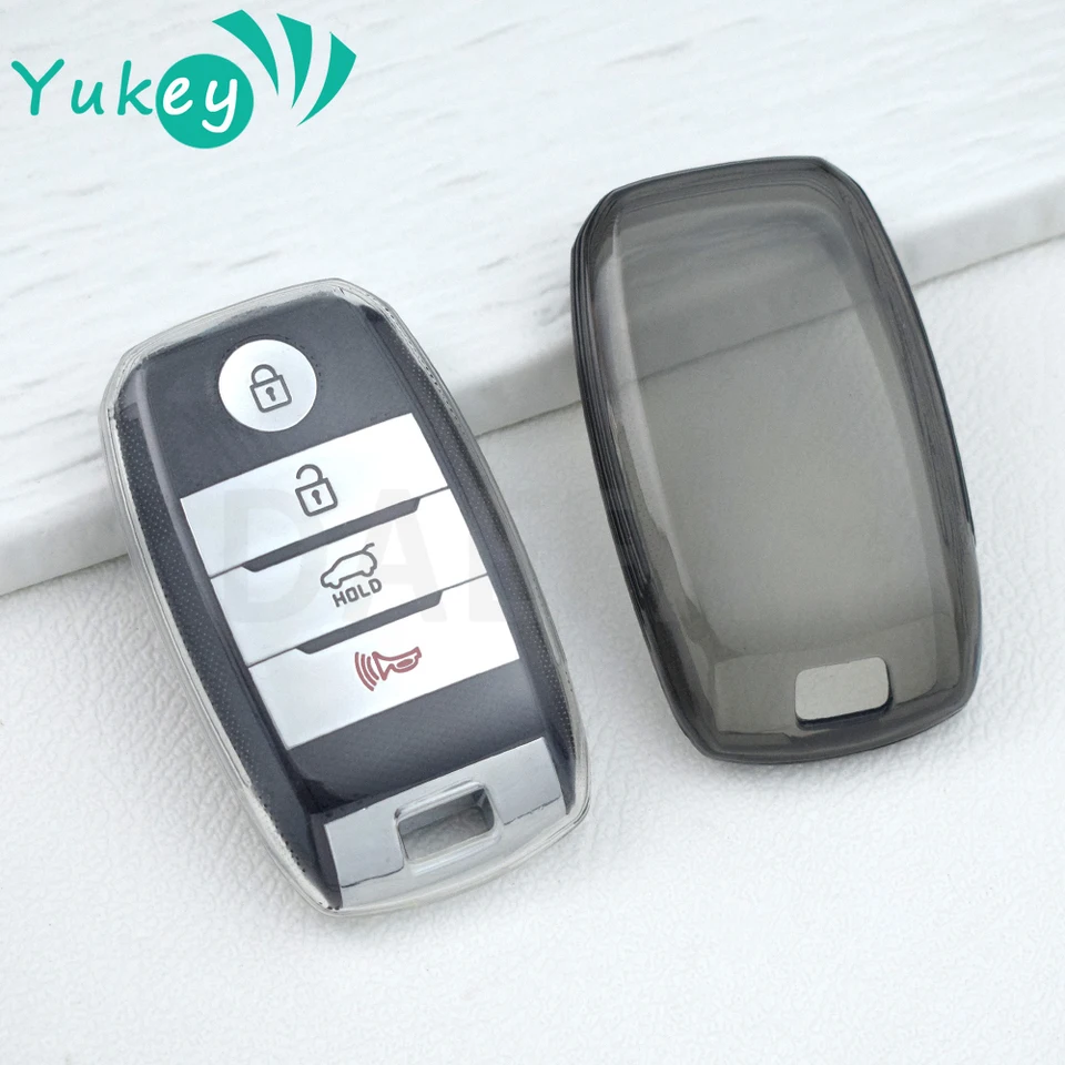 HIBEYO Custodia In Silicone TPU Per Chiave Auto KIA, Con Linee Dorate, Protezione Antigraffio, Compatibile Con K3 Rio Ceed Sportage Sorento (Solo Keyless GO), Nero