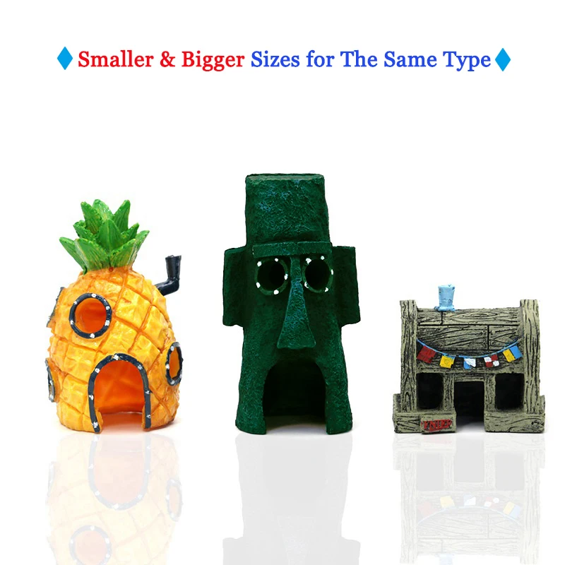 Fish Tank Decoration Pineapple House Squidward Octopus Castle Crab Restaurant Aquarium Ornament Underwater Craft Cartoon Shelter