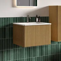 24" Bathroom Vanity with Sink,Modern Floating Vanity with Push Open Soft Close Drawer,Large Storage for Small Space,Natural Oak 1